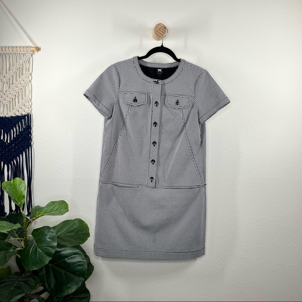 W By Worth Houndstooth 1/2 Button Drop Waist Shif… - image 1